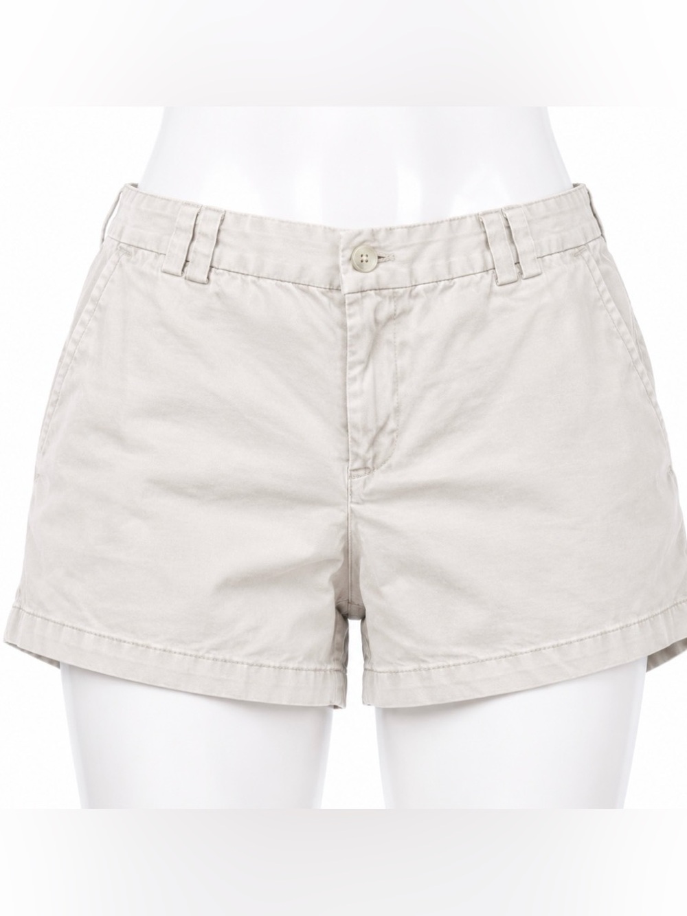 LOFT Light Beige High-Waist Cotton Blend Shorts